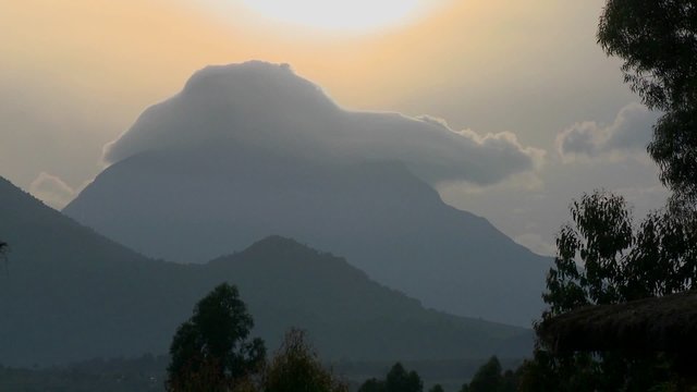 Time Lapse shot of clouds on top of the Virunga volcano chain on the Rwanda Congo border.