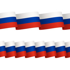Two seamless wavy surface ribbons with colors of Russian flag