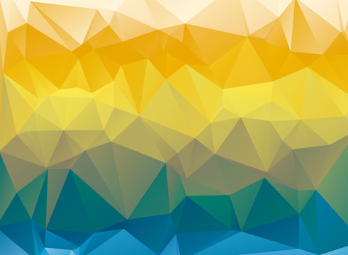 Low Poly Gradient Background Yellow, Green And Bluelow Poly Grad