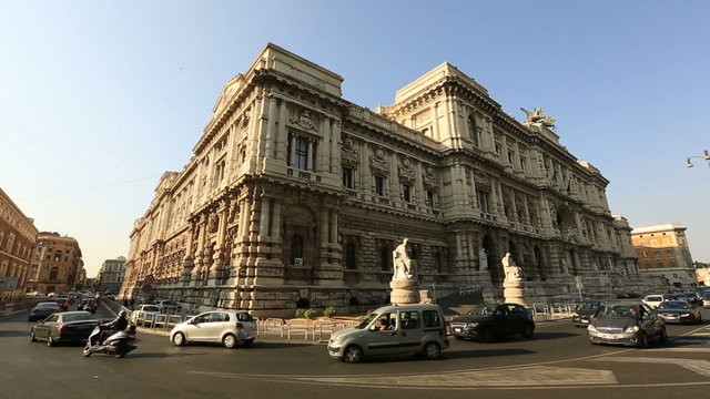 Supreme Court of Cassation With City Traffic at Piazza Cavour in Rome Lazio Italy