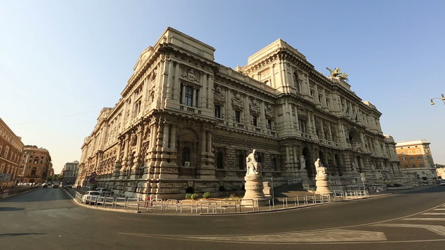 Time Lapse Supreme Court of Cassation With City Traffic at Piazza Cavour in Rome Lazio Italy