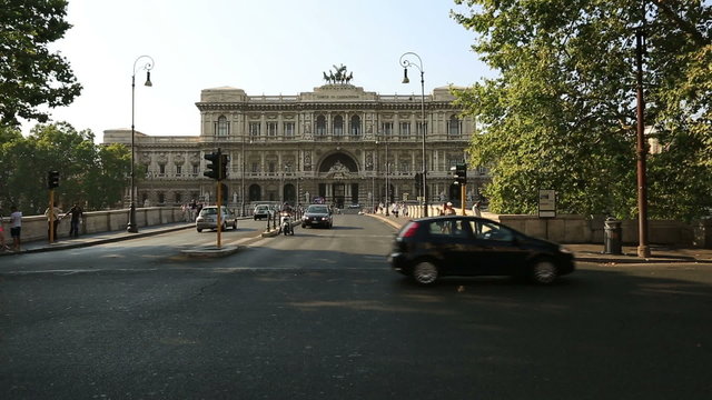 Supreme Court of Cassation With City Traffic at Piazza Cavour in Rome Lazio Italy
