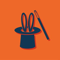 Magic trick rabbit in black hat cylinder