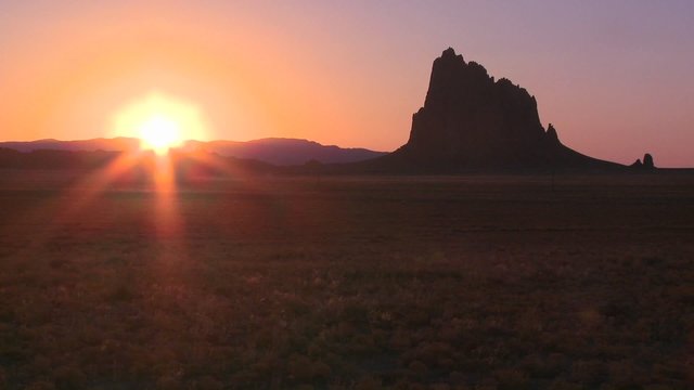 Time lapse of the sunset behind Shiprock, New Mexico.