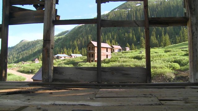 Colorado ghost town as seen through old windows.