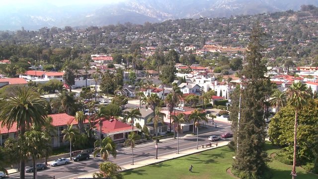 A high angle view over Santa Barbara, California.