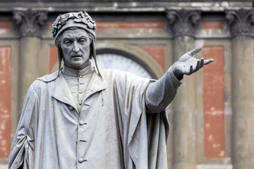 No drill light filtering roller blinds Naples Statue of Dante Alighieri in Naples, Italy