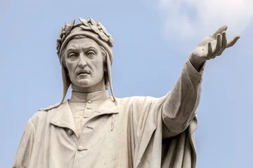 Papier Peint photo Monument historique Statue de Dante Alighieri à Naples, Italie