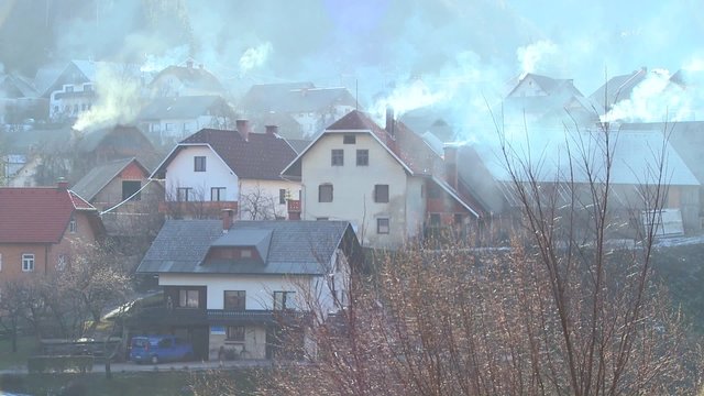 Villages in Eastern Europe pollute the environment by burning wood and coal.
