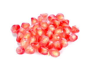 Ripe pomegranate fruit segment isolated on white background
