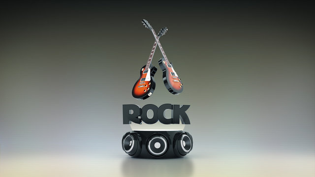 Electric Guitar with speakers 3D