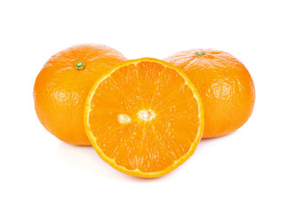 slice of orange fruit isolated on white