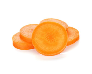 Carrot slice isolated on white background.