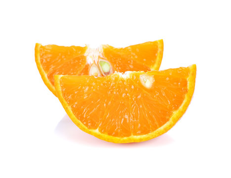 slice of orange fruit isolated on white