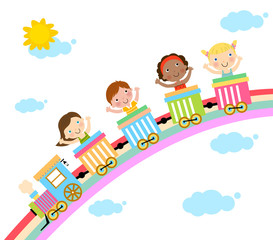 Obraz na płótnie Canvas Kids and train