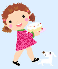 Little girl and cake