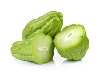 Chayote on white background