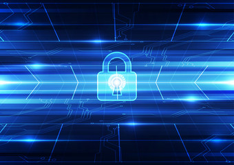 Abstract technology security on global network background, vector illustration