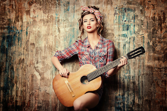 pin-up with guitar
