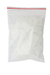 Crystal sugar in plastic bags