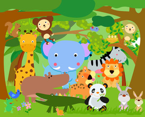 Obraz na płótnie Canvas Fun Jungle Animals