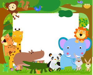 Obraz na płótnie Canvas Fun Jungle Animals Border