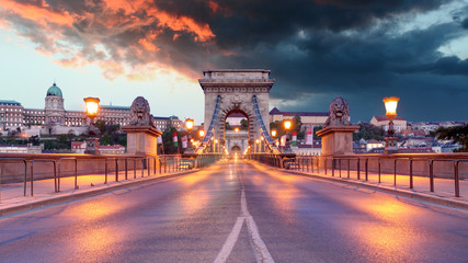 Budapest - Chain bridge - obrazy, fototapety, plakaty