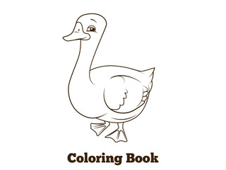 Coloring book goose cartoon educational illustration