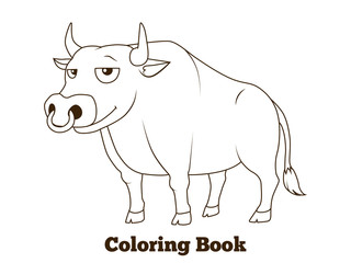 Coloring book bull cartoon educational illustration