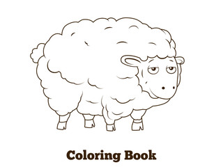 Coloring book sheep cartoon educational illustration