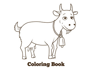 Coloring book goat cartoon educational illustration