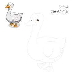 Draw the animal goose educational game vector illustration