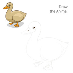 Draw the animal duck educational game vector illustration