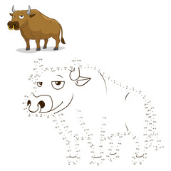 Connect the dots game bull vector illustration