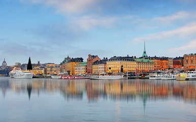 Fototapeta premium View on Old Town at dawn. Stockholm. Sweden