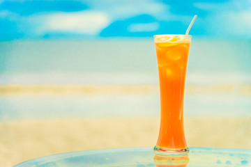 Iced mocktails glass on the beach
