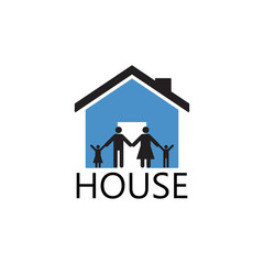 House Building and family ,vector silhouette Icons and symbol