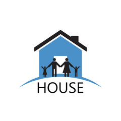 House Building and family ,vector silhouette Icons and symbol