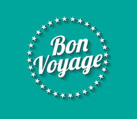 Bon voyage long shadow effect on blue background