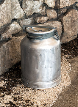 Old Vintage Metal Milk Churn Or Can