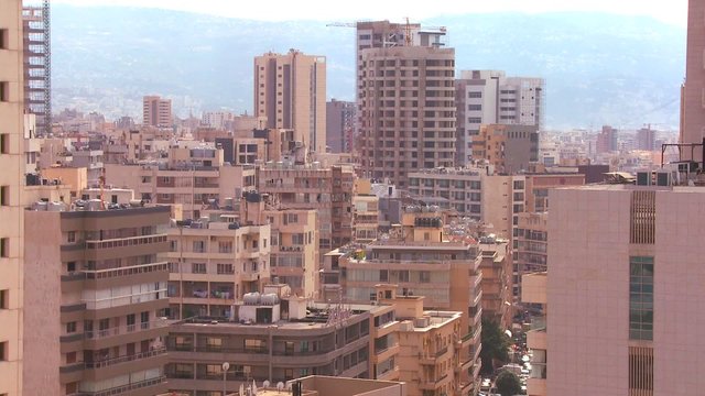A shot of various high rises and apartments in Beirut, Lebanon.