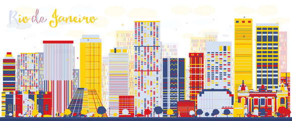 Obraz premium Abstract Rio de Janeiro skyline with color buildings