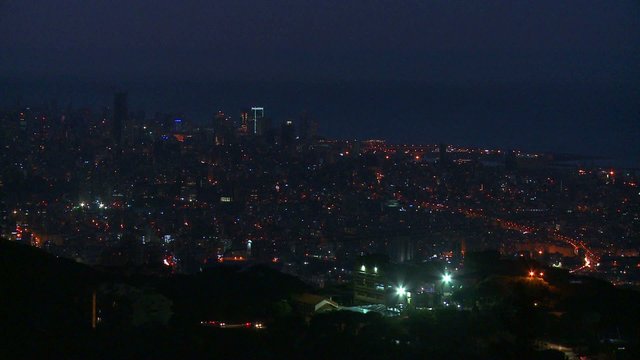 The skyline of Beirut, Lebanon at night.