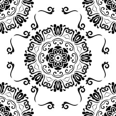 Seamless Orient  Black and White Background