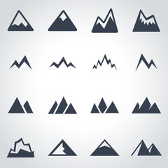 Vector black mountains icon set
