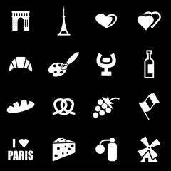 Vector white paris icon set