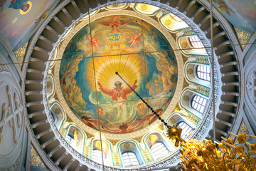 Decorative elements of the ceiling of the Saint Michael's Cathedral, Izhevsk, Udmurtia, Russia.