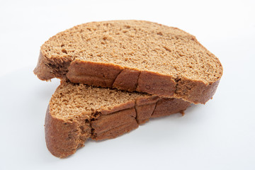 Two slices of rye-wheat bread