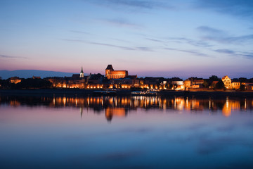 Fototapeta premium City Skyline of Torun at Dusk in Poland