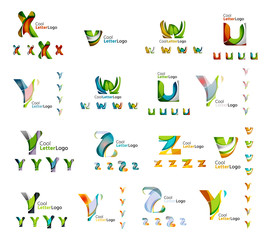 Obraz na płótnie Canvas Set of colorful abstract letter corporate logos created with